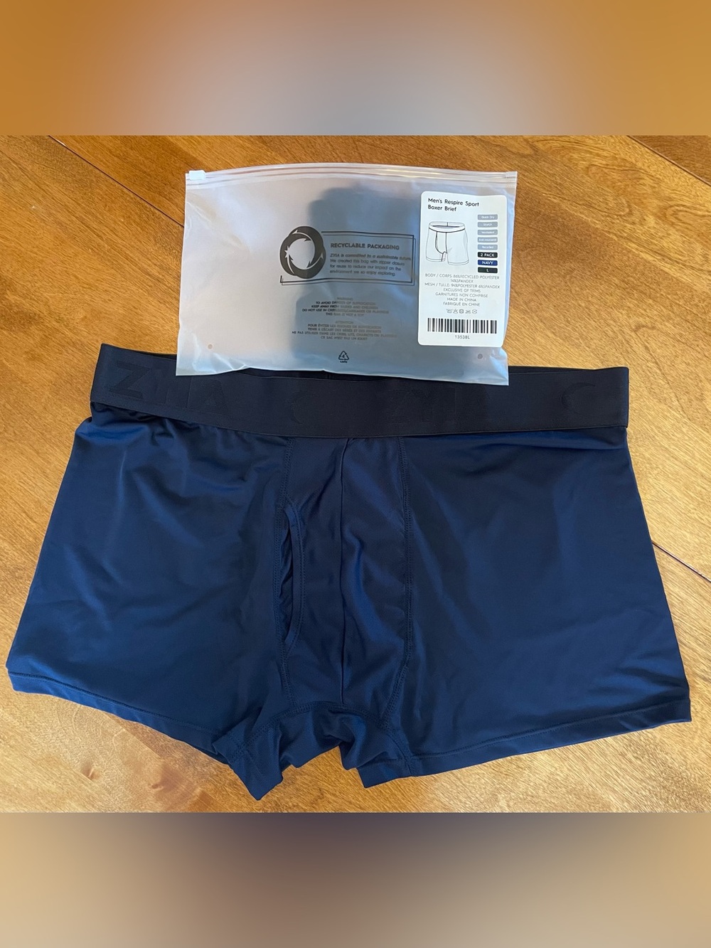 Zyia Active Men's Navy Respire Sport Boxer Briefs (2 pack) New in Package